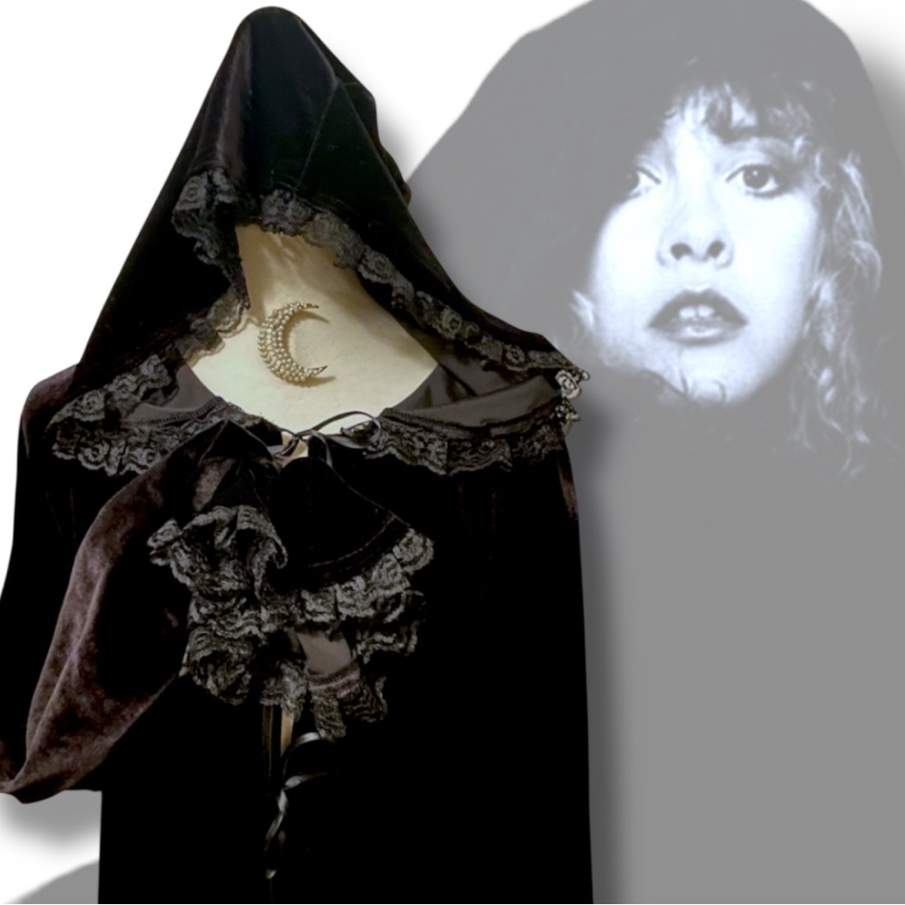 Flaming Angels Canada Velvet & Lace Gothic Victorian Vampire Hood Cloak 24 XXL - Picture 2 of 16
